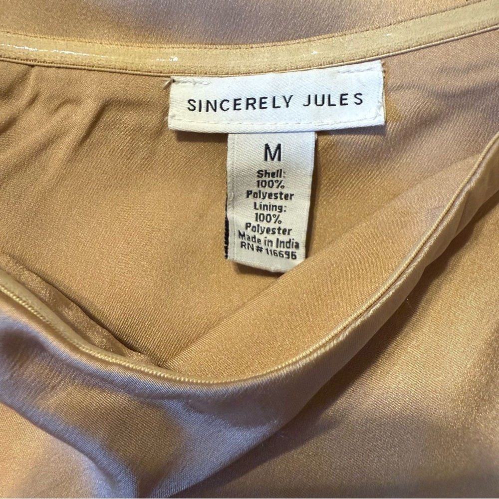 Sincerely Jules Satin One Shoulder Midi Dress Champagne Wedding Guest Medium - Picture 2 of 7